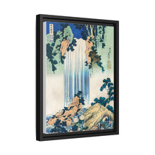 Yoro Waterfall in Mino Province by Katsushika Hokusai (1760-1849) a traditional Japanese Ukyio-e style illustration of two travellers looking at a waterfall and some travelers resting at the side. - NOMADEN ART GALLERY