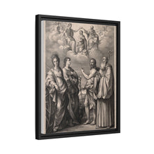 The coronation of the Virgin with four saints: Saint Catherine of Alexandria, Saint John the Evangelist, Saint John the Baptist and Saint Benedict or Saint Romuald. Drawing by F. Rosaspina, c. 1830, after G. Reni.