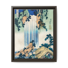 Yoro Waterfall in Mino Province by Katsushika Hokusai (1760-1849) a traditional Japanese Ukyio-e style illustration of two travellers looking at a waterfall and some travelers resting at the side. - NOMADEN ART GALLERY
