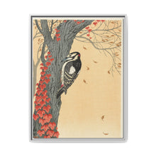 Great spotted woodpecker in tree with red ivy (1925 - 1936) by Ohara Koson