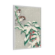 Sparrows on snowy berry bush (ca. 1900–1945) by Ohara Koson