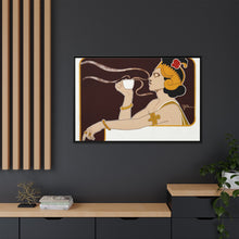 Poster showing woman holding up glass of coffee (Rajah brand) (1897) chromolithograph by Henri Meunier.