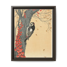Great spotted woodpecker in tree with red ivy (1925 - 1936) by Ohara Koson