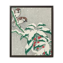 Sparrows on snowy berry bush (ca. 1900–1945) by Ohara Koson