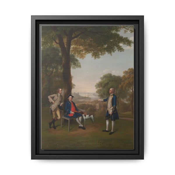 Arthur Holdsworth Conversing with Thomas Taylor and Captain Stancombe by the River Dart (1757) by Arthur Devis - NOMADEN ART GALLERY