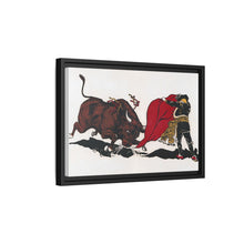 Matador and bull, aesthetic woodcut