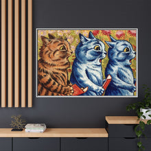 Three cats singing. Gouache by Louis Wain, 1925/1939