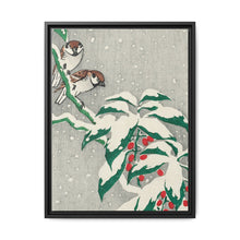 Sparrows on snowy berry bush (ca. 1900–1945) by Ohara Koson