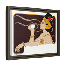 Poster showing woman holding up glass of coffee (Rajah brand) (1897) chromolithograph by Henri Meunier.