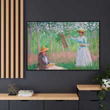 In the Woods at Giverny, Blanche Hoschedé at Her Easel with Suzanne Hoschedé Reading (1887) by Claude Monet - NOMADEN ART GALLERY