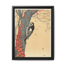 Great spotted woodpecker in tree with red ivy (1925 - 1936) by Ohara Koson