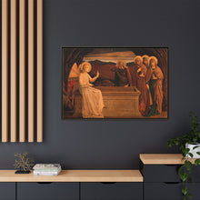 The women at the grave of Christ: anangel tells them that he is risen. Colour lithograph by M. and N. Hanhart after J.E. Goodall after Fra Angelico.