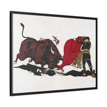 Matador and bull, aesthetic woodcut