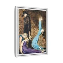 Man supporting a supine woman, an aged man with bell, and a woman in a blue dress raising arms illustration from Europe: a Prophecy by William Blake (1752-1827)