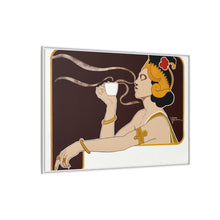 Poster showing woman holding up glass of coffee (Rajah brand) (1897) chromolithograph by Henri Meunier.