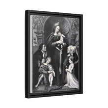 Saint Mary (the Blessed Virgin) with the Christ Child and a family as donors. Lithograph by F.S. Hanfstaengl, 1832 , after H. Holbein.