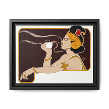 Poster showing woman holding up glass of coffee (Rajah brand) (1897) chromolithograph by Henri Meunier. - NOMADEN ART GALLERY