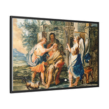 Tobias restoring the eyesight of Tobit in the presence of Raphael and Anna. Gouache painting by a Spanish painter, 19th century.