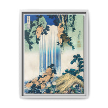 Yoro Waterfall in Mino Province by Katsushika Hokusai (1760-1849) a traditional Japanese Ukyio-e style illustration of two travellers looking at a waterfall and some travelers resting at the side. - NOMADEN ART GALLERY