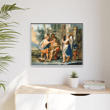 Tobias restoring the eyesight of Tobit in the presence of Raphael and Anna. Gouache painting by a Spanish painter, 19th century.