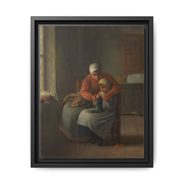 The Knitting Lesson (c. 1860) by Jean François Millet - NOMADEN ART GALLERY