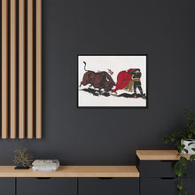Matador and bull, aesthetic woodcut