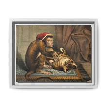 A monkey physician examining a cat patient for fleas. Coloured lithograph - NOMADEN ART GALLERY