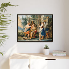 Tobias restoring the eyesight of Tobit in the presence of Raphael and Anna. Gouache painting by a Spanish painter, 19th century.