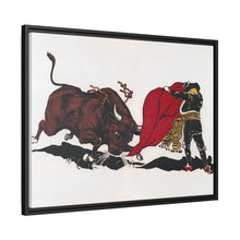 Matador and bull, aesthetic woodcut