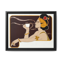 Poster showing woman holding up glass of coffee (Rajah brand) (1897) chromolithograph by Henri Meunier. - NOMADEN ART GALLERY