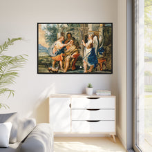 Tobias restoring the eyesight of Tobit in the presence of Raphael and Anna. Gouache painting by a Spanish painter, 19th century.