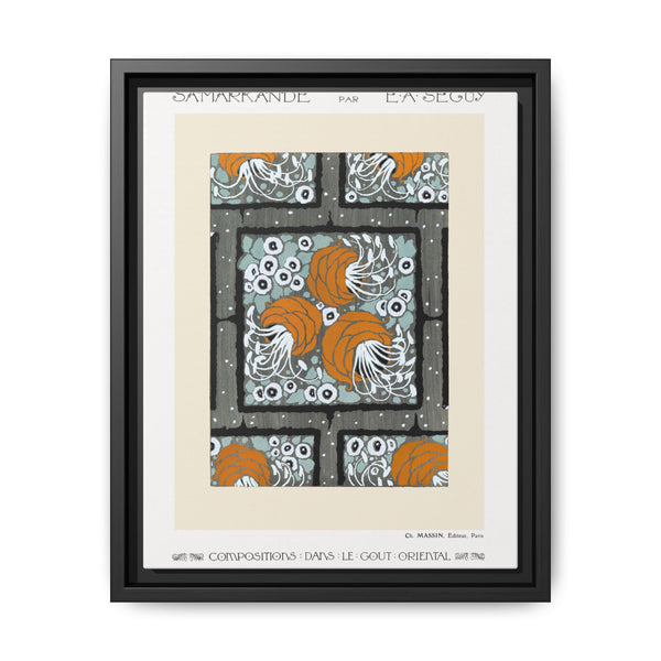 Flower pochoir pattern in Art Nouveau oriental style. Original from our own 1914 edition of Samarkande - NOMADEN ART GALLERY
