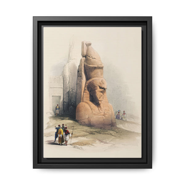 Entrance of the temple at Luxor showing one of two colossal stature of Rameses II illustration by David Roberts (1796–1864) - NOMADEN ART GALLERY
