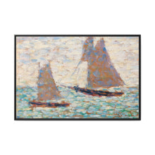 Two Sailboats at Grandcamp (Deux voiliers Ã Grandcamp) (ca. 1885) by Georges Seurat - NOMADEN ART GALLERY