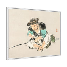Man maintaining a fishing rod by Kōno Bairei (1844-1895)