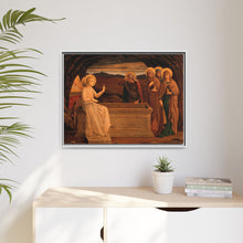 The women at the grave of Christ: anangel tells them that he is risen. Colour lithograph by M. and N. Hanhart after J.E. Goodall after Fra Angelico.