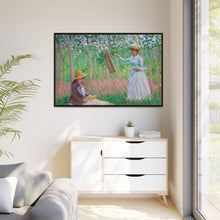 In the Woods at Giverny, Blanche Hoschedé at Her Easel with Suzanne Hoschedé Reading (1887) by Claude Monet - NOMADEN ART GALLERY