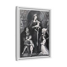 Saint Mary (the Blessed Virgin) with the Christ Child and a family as donors. Lithograph by F.S. Hanfstaengl, 1832 , after H. Holbein.