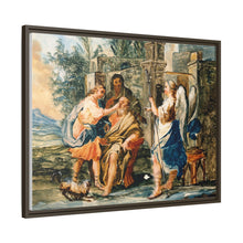 Tobias restoring the eyesight of Tobit in the presence of Raphael and Anna. Gouache painting by a Spanish painter, 19th century.