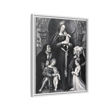 Saint Mary (the Blessed Virgin) with the Christ Child and a family as donors. Lithograph by F.S. Hanfstaengl, 1832 , after H. Holbein.