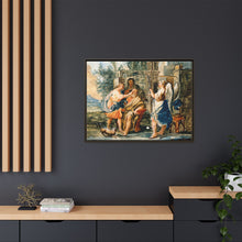 Tobias restoring the eyesight of Tobit in the presence of Raphael and Anna. Gouache painting by a Spanish painter, 19th century.