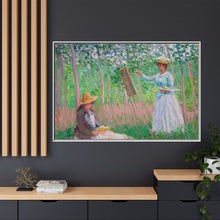 In the Woods at Giverny, Blanche Hoschedé at Her Easel with Suzanne Hoschedé Reading (1887) by Claude Monet - NOMADEN ART GALLERY