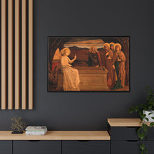 The women at the grave of Christ: anangel tells them that he is risen. Colour lithograph by M. and N. Hanhart after J.E. Goodall after Fra Angelico.