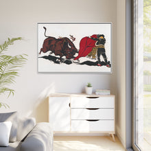 Matador and bull, aesthetic woodcut