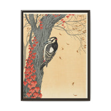 Great spotted woodpecker in tree with red ivy (1925 - 1936) by Ohara Koson
