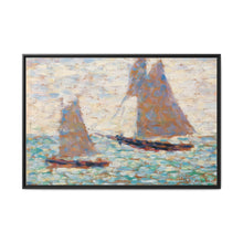 Two Sailboats at Grandcamp (Deux voiliers Ã Grandcamp) (ca. 1885) by Georges Seurat - NOMADEN ART GALLERY