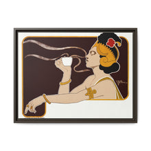 Poster showing woman holding up glass of coffee (Rajah brand) (1897) chromolithograph by Henri Meunier. - NOMADEN ART GALLERY