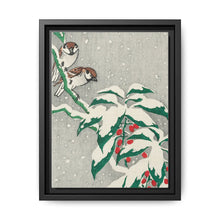 Sparrows on snowy berry bush (ca. 1900–1945) by Ohara Koson