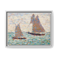 Two Sailboats at Grandcamp (Deux voiliers Ã Grandcamp) (ca. 1885) by Georges Seurat - NOMADEN ART GALLERY