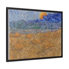 Landschap met korenschelven en opkomende maan (1889) by Vincent van Gogh - NOMADEN ART GALLERY